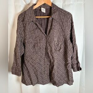 Faded Glory Plus Size 22W/24W Stretch Tunic Top Brown Stripe Empire Waist